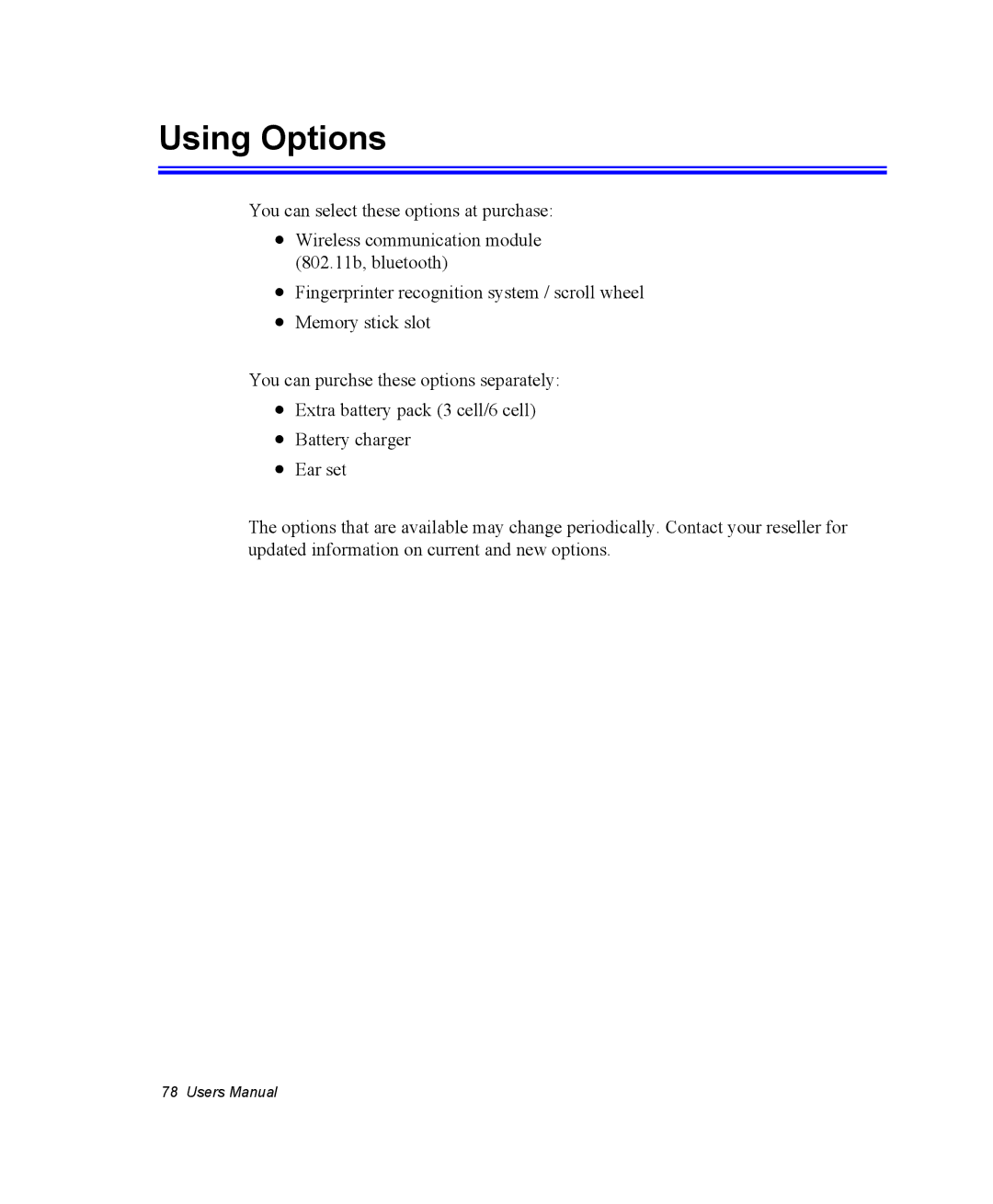 Samsung NX10TWDA47/SES, EV-NX10ZZBABZA, NX10RP1N9W/SEG, NX10RP0BW9/SEG, NX10PRTV01/SEG, NX10RP1RSG/SEG manual Using Options 