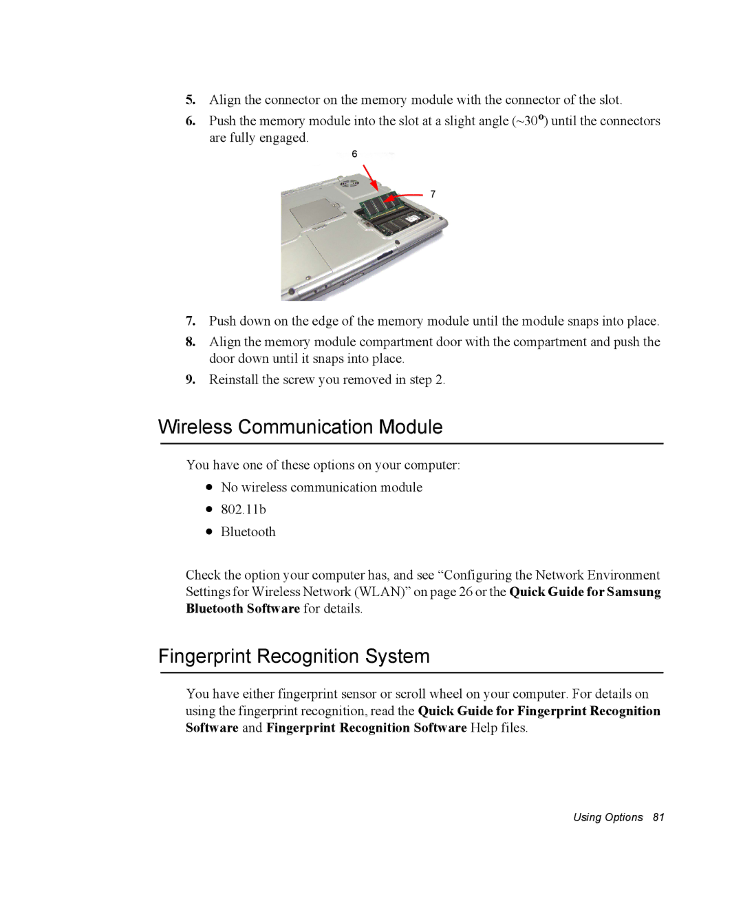 Samsung NX10RP0BW9/SES, EV-NX10ZZBABZA, NX10RP1N9W/SEG manual Wireless Communication Module, Fingerprint Recognition System 