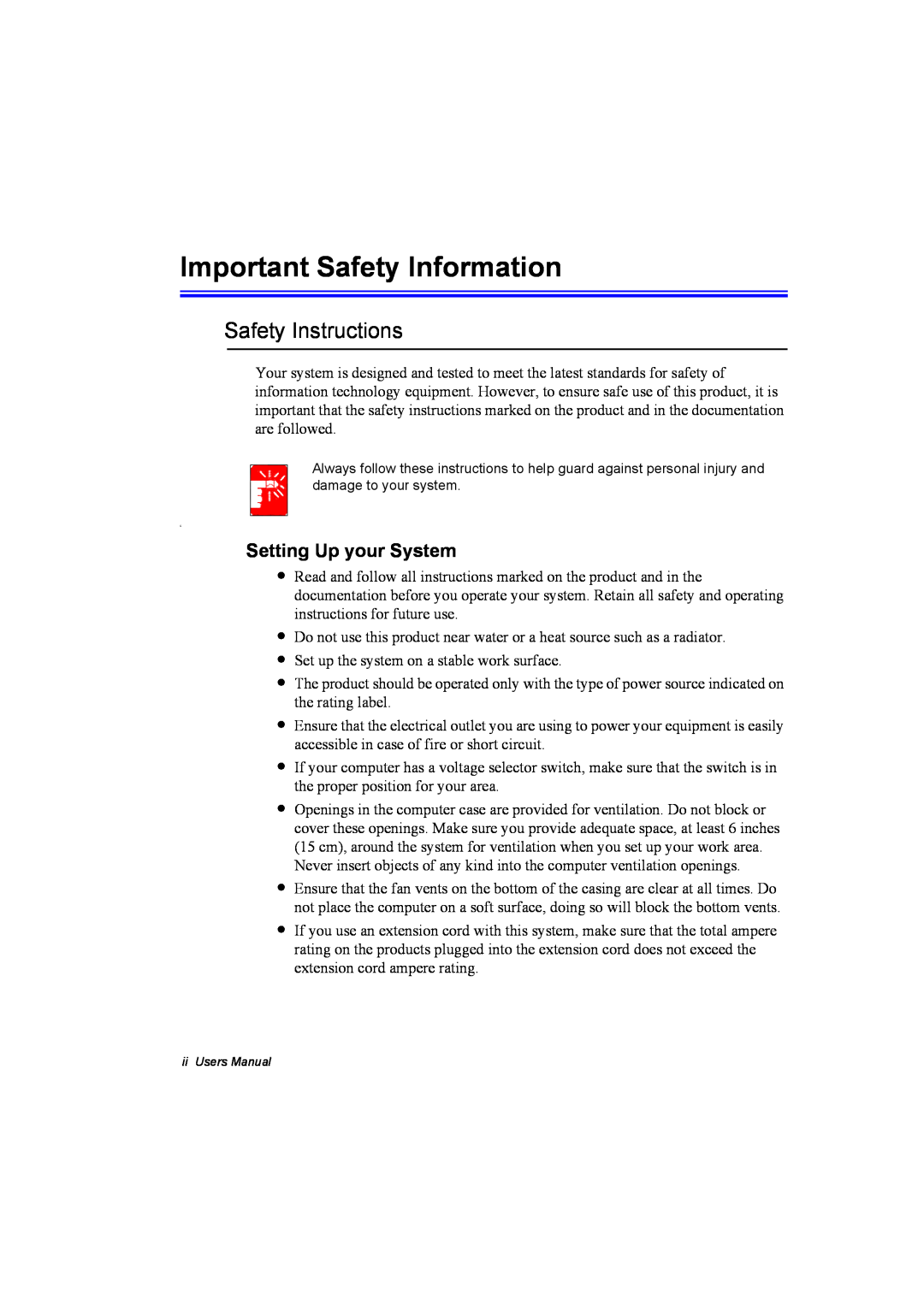 Samsung NX10RP0BW9/SEG, EV-NX10ZZBABZA manual Important Safety Information, Safety Instructions, Setting Up your System 