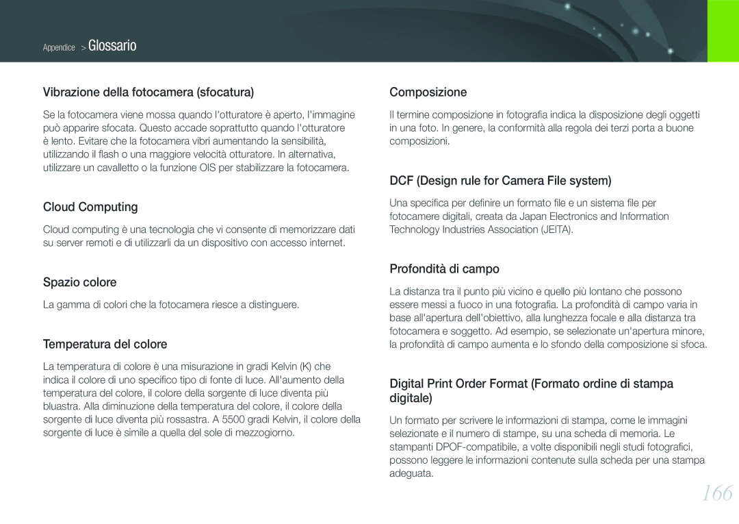 Samsung EV-NX1000BFWIT, EV-NX1100BABIT, EV-NX1000BABIT, EV-NX1100BFWIT, EV-NX1000BHWIT, EV-NX1000BFWTR manual 166 