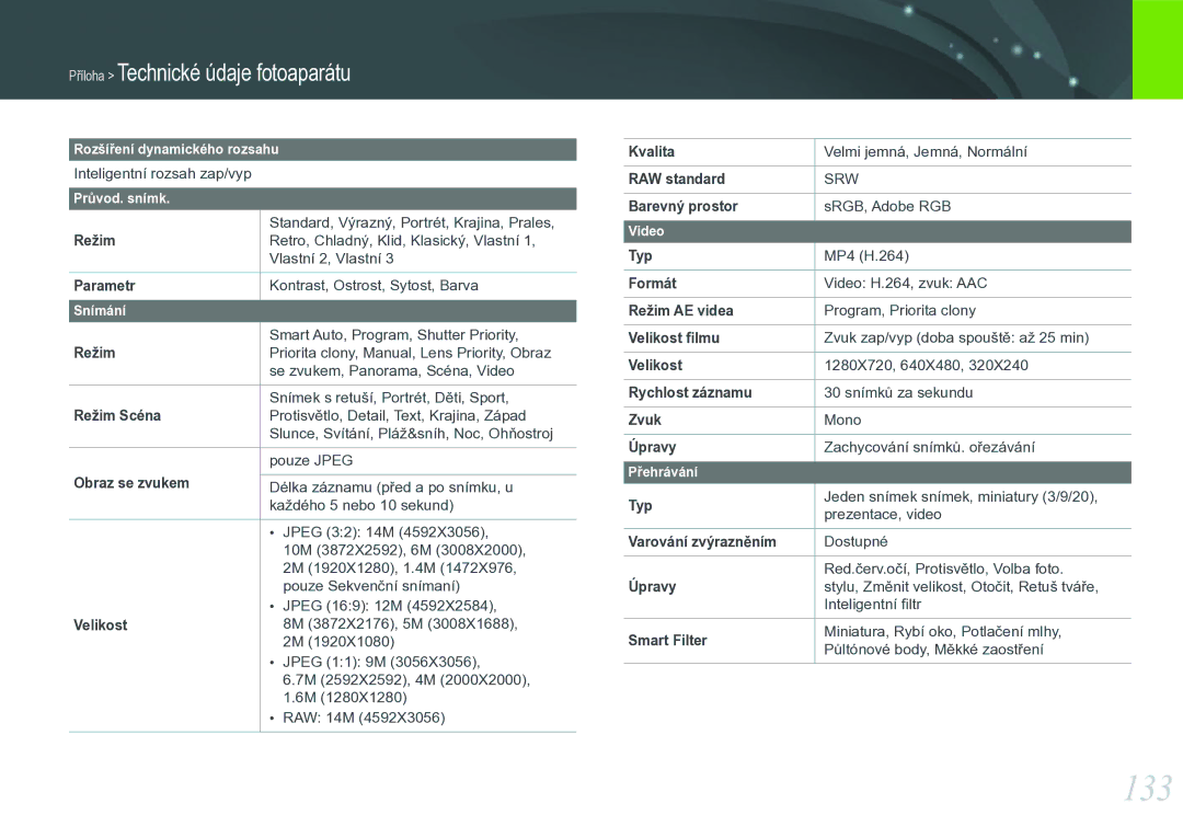 Samsung EV-NX11ZZBABCZ manual 133 