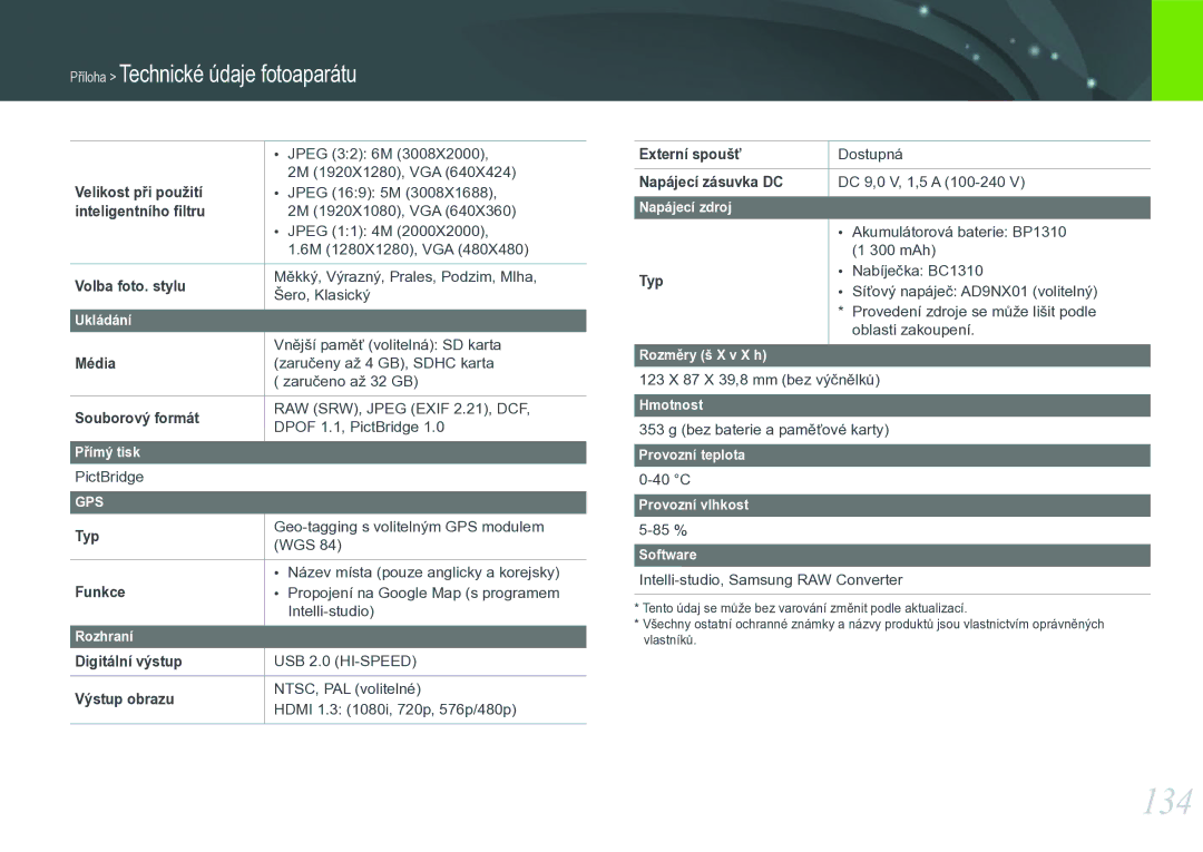 Samsung EV-NX11ZZBABCZ manual 134 