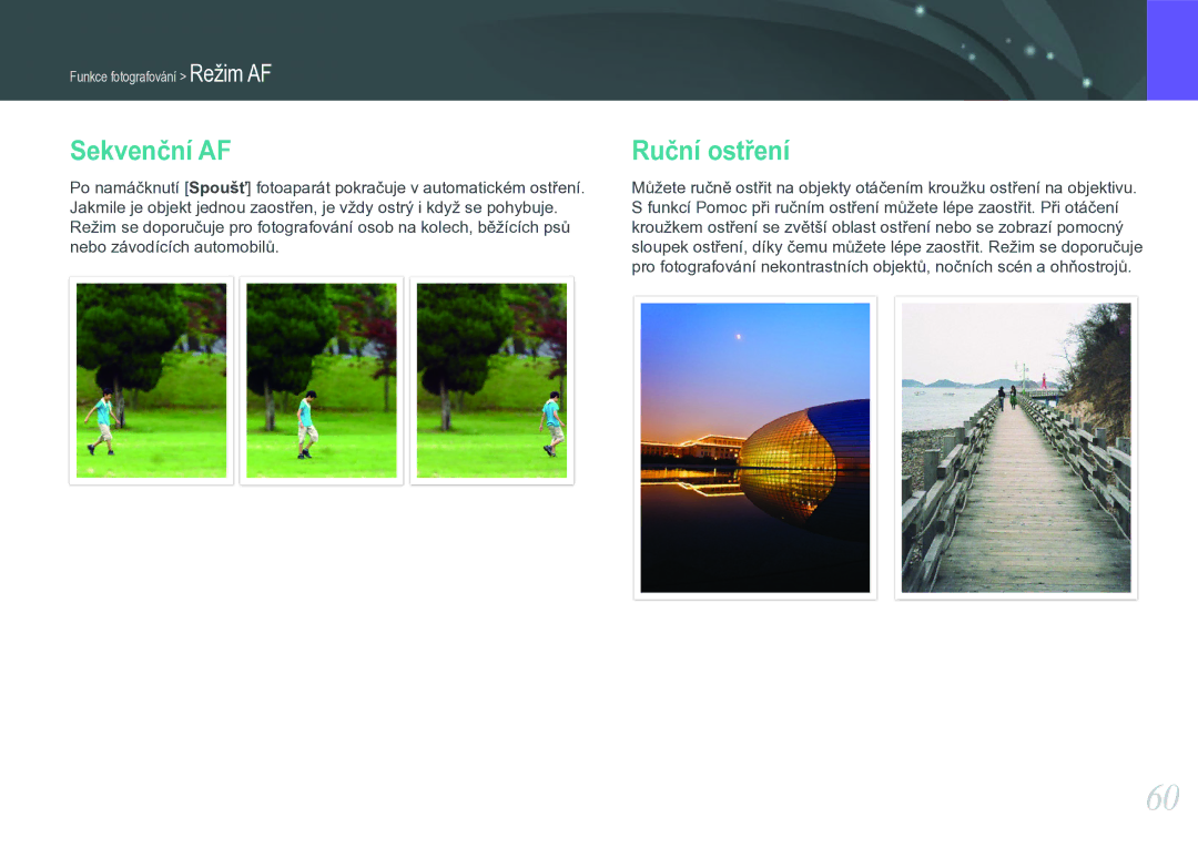 Samsung EV-NX11ZZBABCZ manual Sekvenční AF, Ruční ostření 