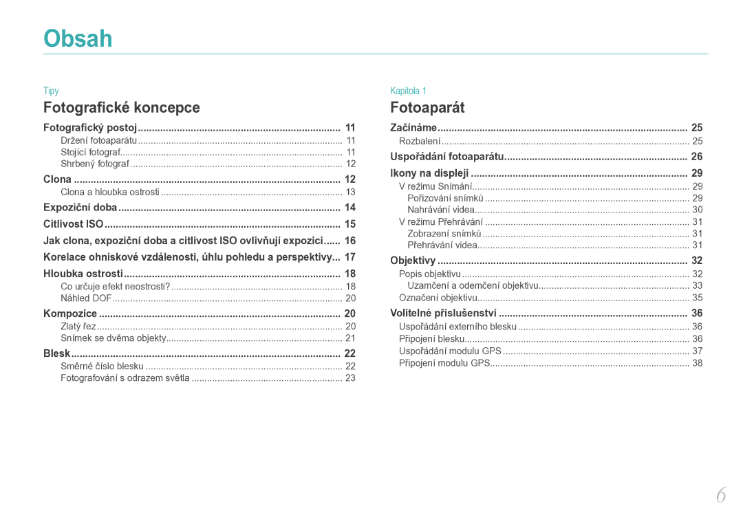 Samsung EV-NX11ZZBABCZ manual Obsah 