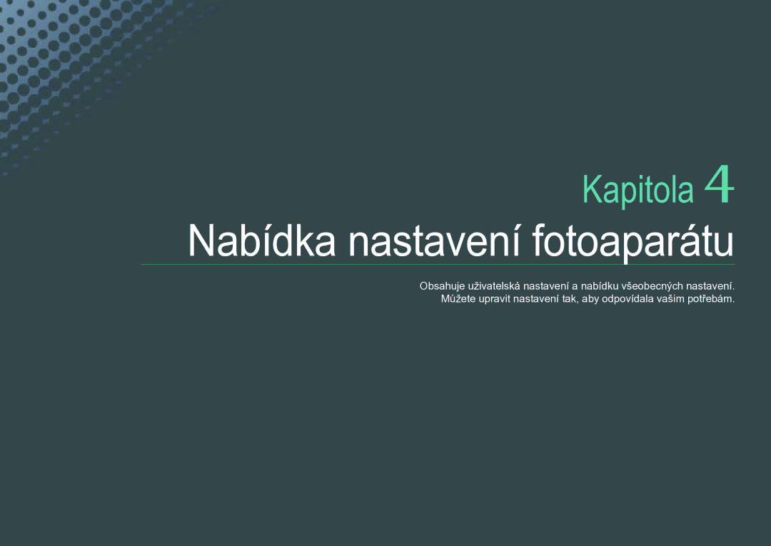 Samsung EV-NX11ZZBABCZ manual Nabídka nastavení fotoaparátu 