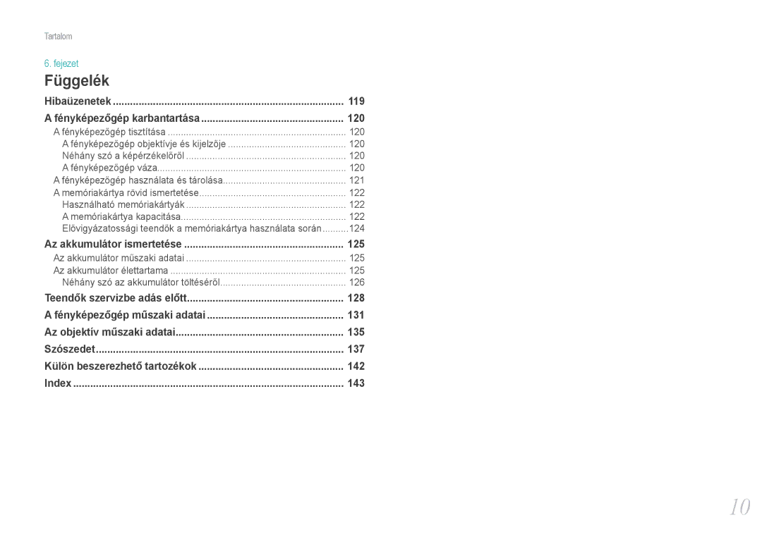 Samsung EV-NX11ZZBABHU, EV-NX11ZZBABDK, EV-NX11ZZBABSE manual Függelék 