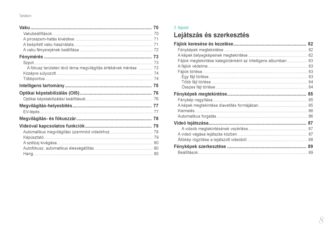 Samsung EV-NX11ZZBABDK, EV-NX11ZZBABSE, EV-NX11ZZBABHU manual Lejátszás és szerkesztés 