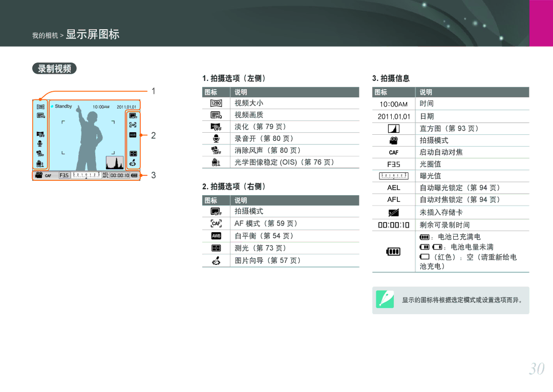 Samsung EV-NX11ZZBABSE, EV-NX11ZZBABDK, EV-NX11ZZBABHU manual 录制视频 