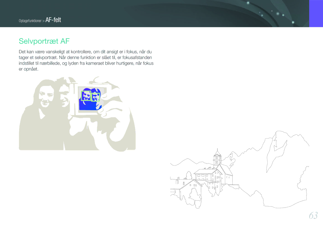 Samsung EV-NX11ZZBABSE, EV-NX11ZZBABDK, EV-NX11ZZBBBSE manual Selvportræt AF 