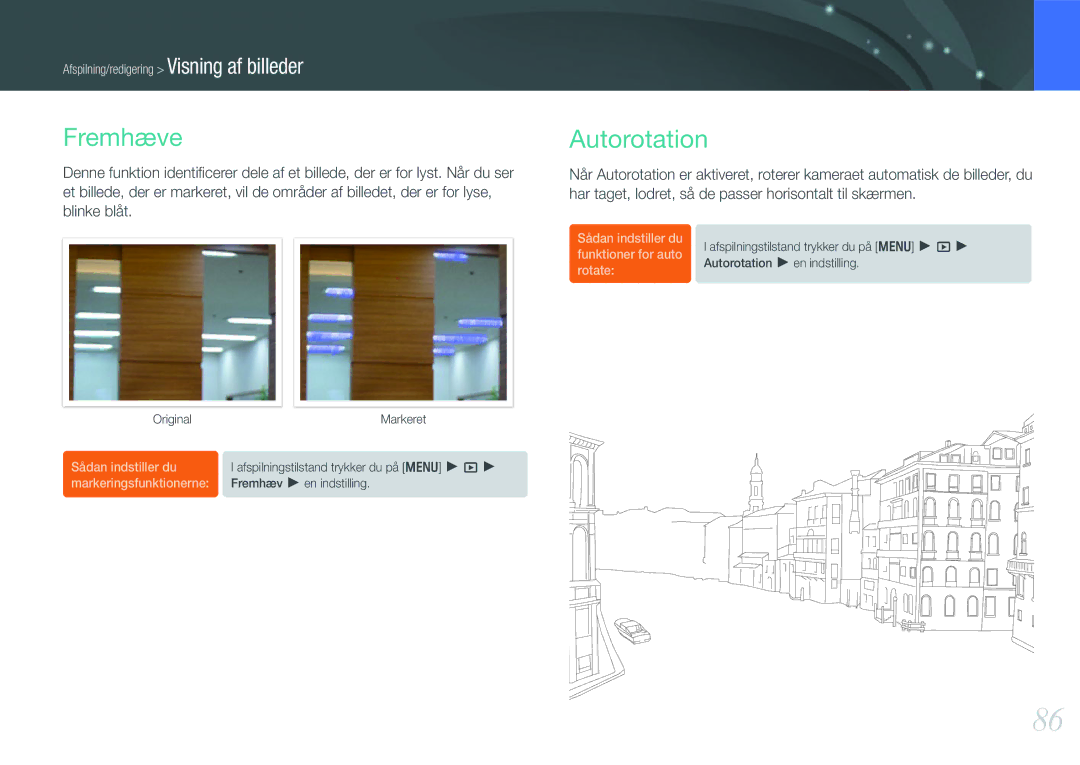 Samsung EV-NX11ZZBABDK, EV-NX11ZZBABSE, EV-NX11ZZBBBSE manual Fremhæve, Autorotation 