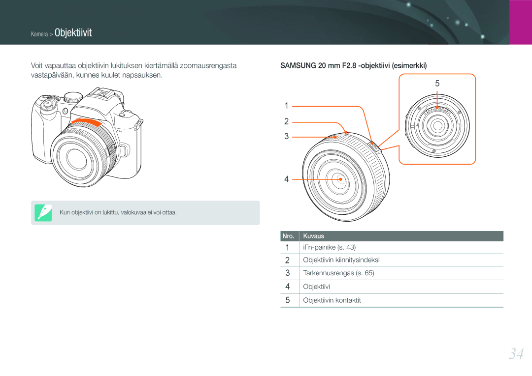 Samsung EV-NX11ZZBBBSE, EV-NX11ZZBABDK, EV-NX11ZZBABSE manual Vastapäivään, kunnes kuulet napsauksen 