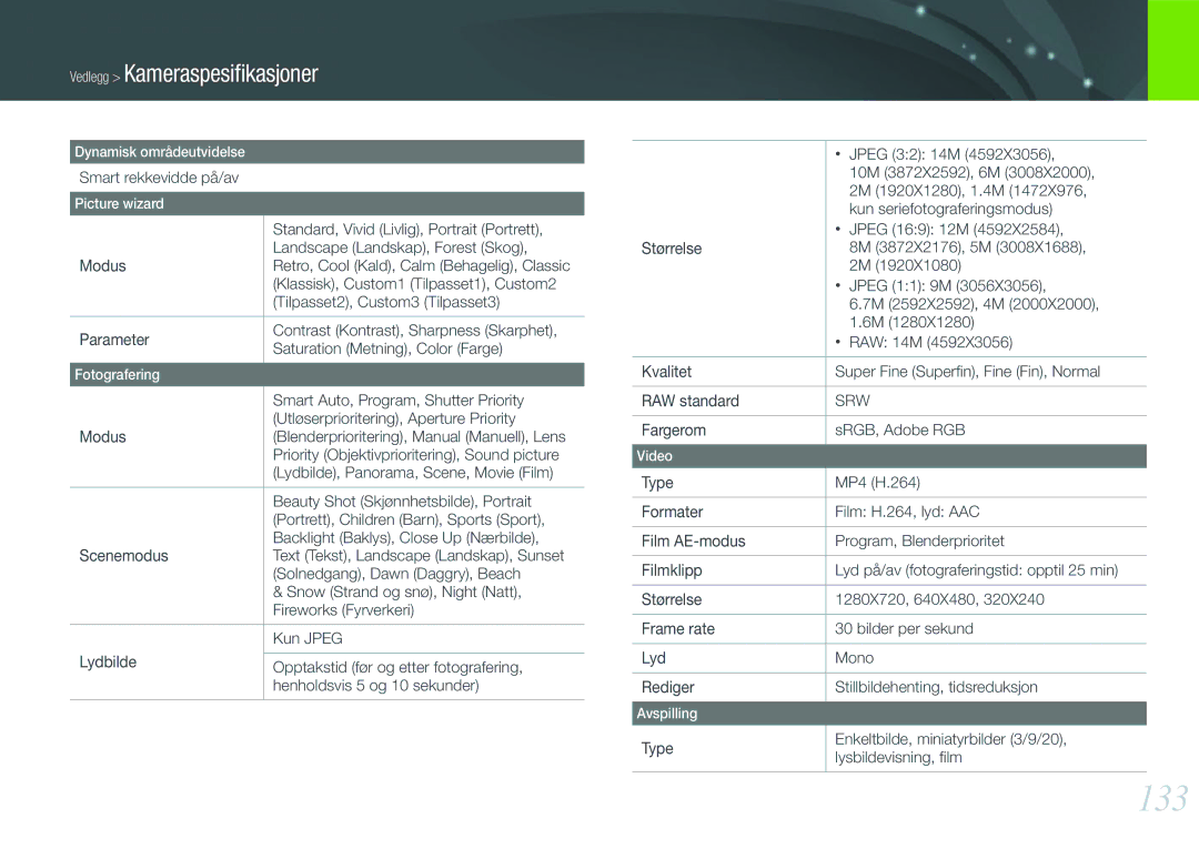 Samsung EV-NX11ZZBBBSE, EV-NX11ZZBABDK, EV-NX11ZZBABSE manual 133 