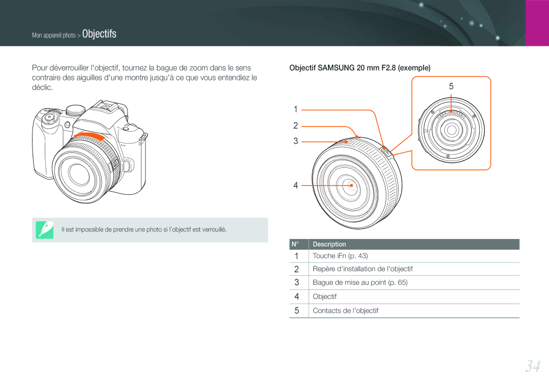 Samsung EV-NX11ZZBABFR manual Objectif Samsung 20 mm F2.8 exemple 