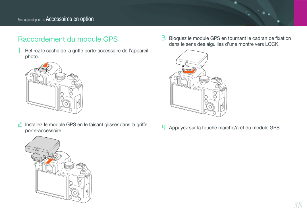 Samsung EV-NX11ZZBABFR manual Raccordement du module GPS 