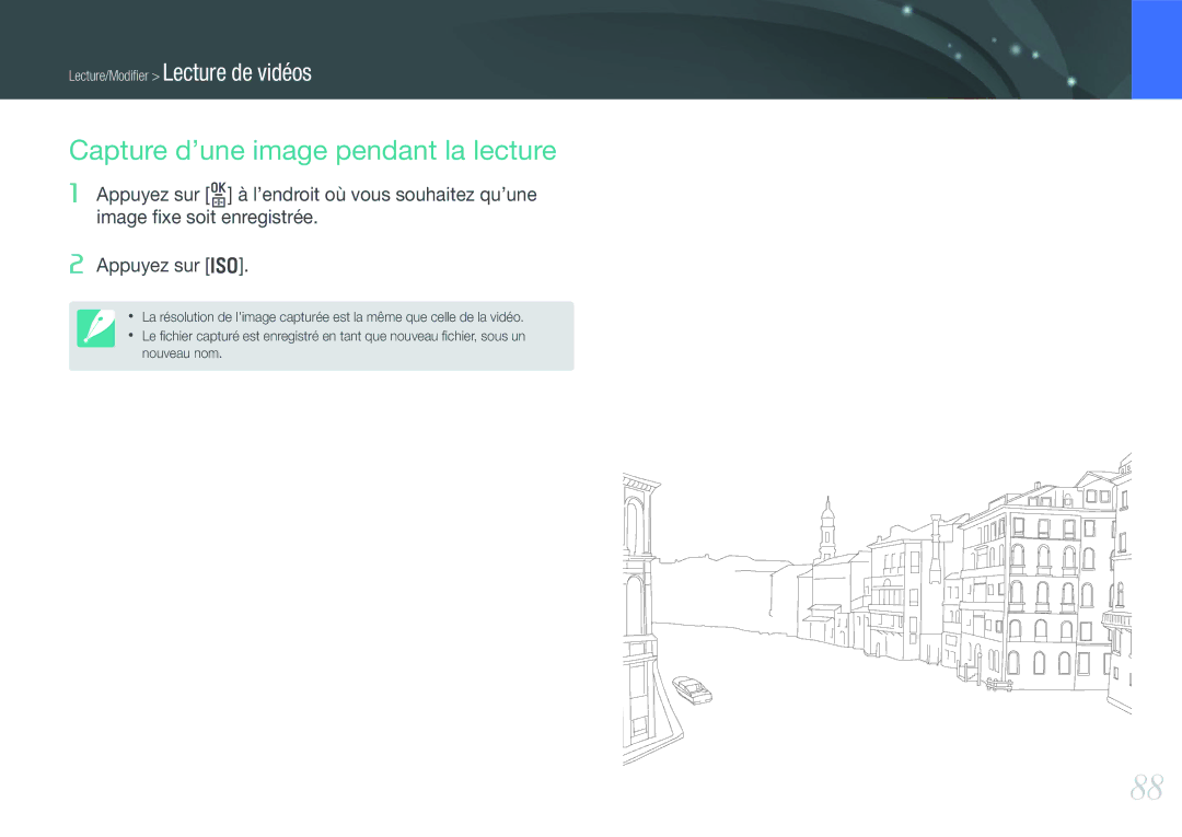 Samsung EV-NX11ZZBABFR manual Capture d’une image pendant la lecture 