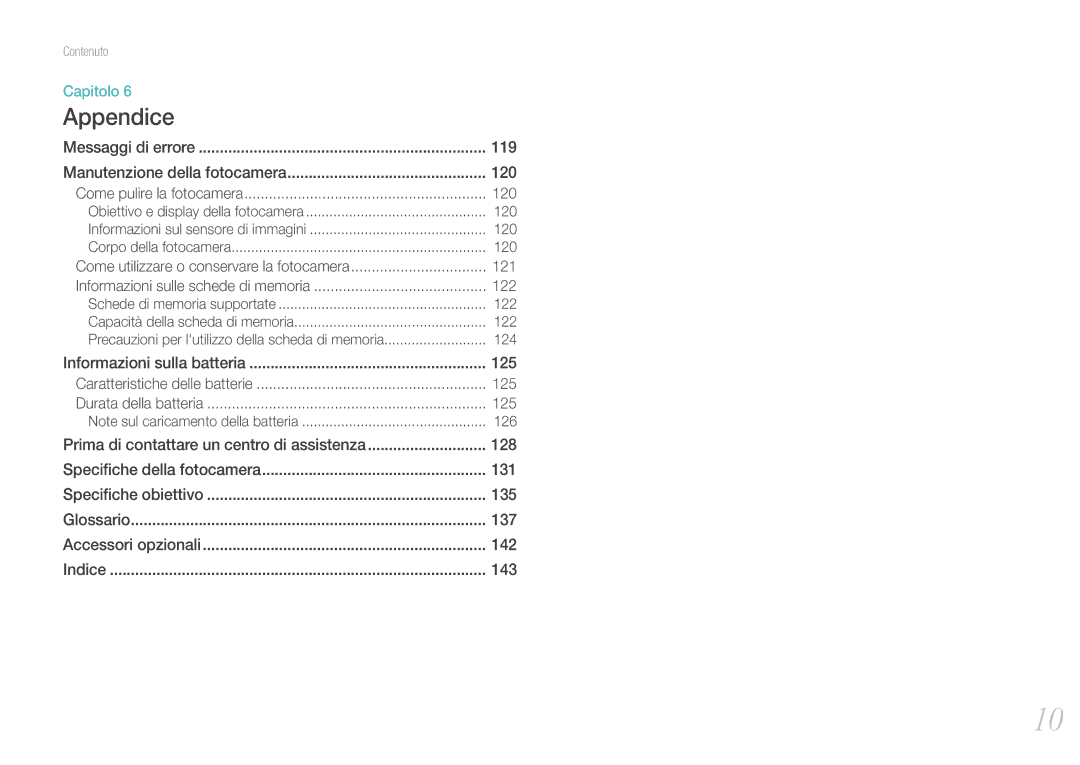 Samsung EV-NX11ZZBABIT manual Appendice 