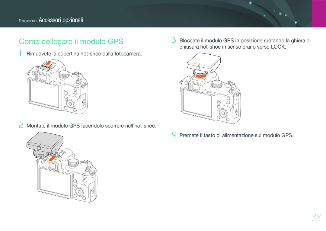 Samsung EV-NX11ZZBABIT manual Come collegare il modulo GPS 