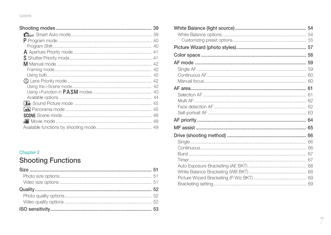 Samsung EV-NX11ZZBBBSA, EV-NX11ZZBCBDE, EV-NX11ZZBABUS, EV-NX11ZZBABDE, EV-NX11ZZBABFR, EV-NX11ZZBABIT manual Shooting Functions 