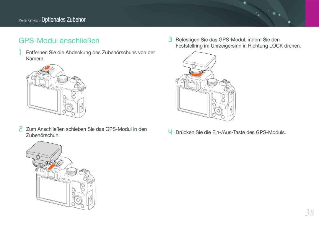 Samsung EV-NX11ZZBABFR, EV-NX11ZZBCBDE, EV-NX11ZZBABUS, EV-NX11ZZBABDE manual GPS-Modul anschließen 