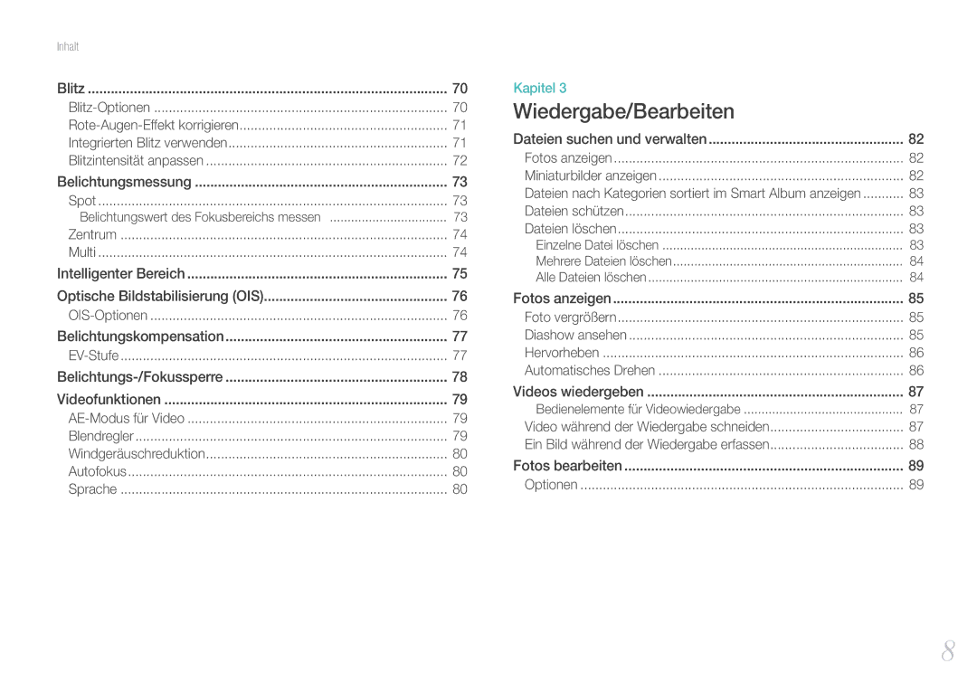 Samsung EV-NX11ZZBABUS, EV-NX11ZZBCBDE, EV-NX11ZZBABDE, EV-NX11ZZBABFR manual Wiedergabe/Bearbeiten 