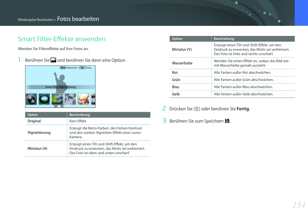 Samsung EV-NX1ZZZBQBDE, EV-NX1ZZZBMBDE, EV-NXF1ZZB2JDE, EV-NXF1ZZB1HDE, EV-NXF1ZZB3JDE 154, Smart Filter-Effekte anwenden 