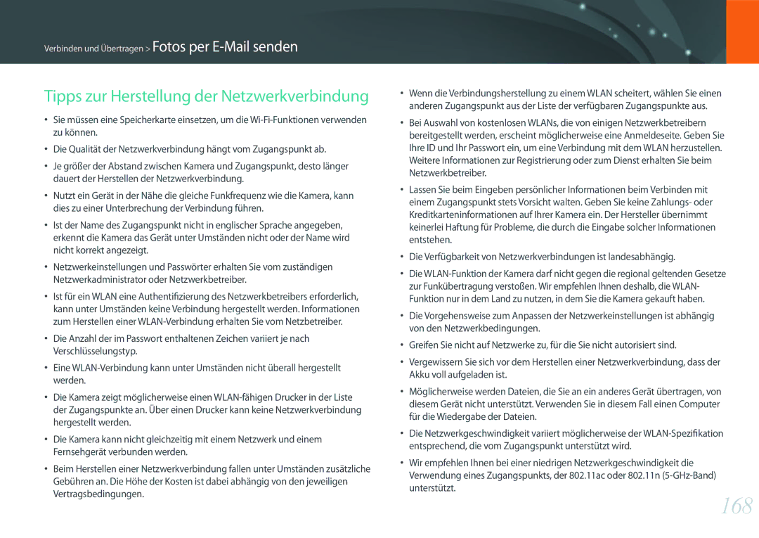 Samsung EV-NXF1ZZBZQTR, EV-NX1ZZZBMBDE, EV-NXF1ZZB2JDE, EV-NXF1ZZB1HDE 168, Tipps zur Herstellung der Netzwerkverbindung 