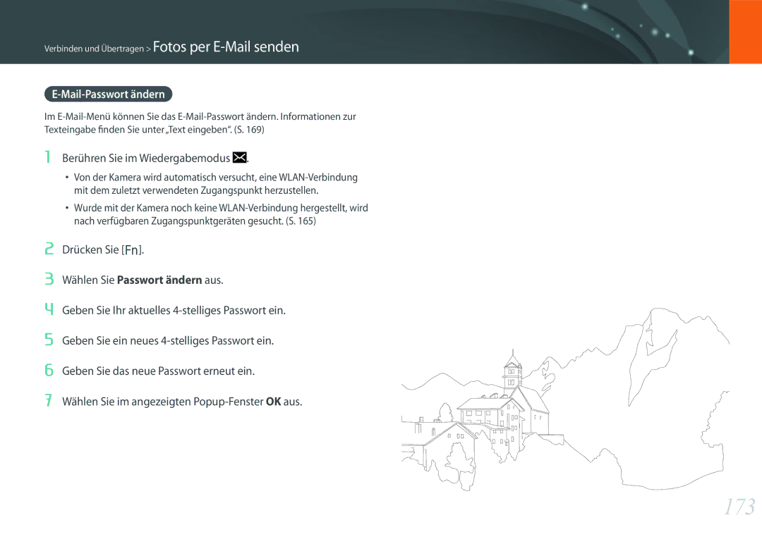 Samsung EV-NXF1ZZB2HFR, EV-NX1ZZZBMBDE, EV-NXF1ZZB2JDE manual 173, Mail-Passwort ändern, Wählen Sie Passwort ändern aus 