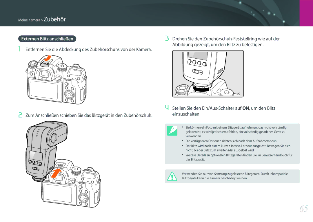 Samsung EV-NXF1ZZB2HCH, EV-NX1ZZZBMBDE, EV-NXF1ZZB2JDE, EV-NXF1ZZB1HDE, EV-NXF1ZZB3JDE, EV-NXF1ZZB4HDE manual Einzuschalten 