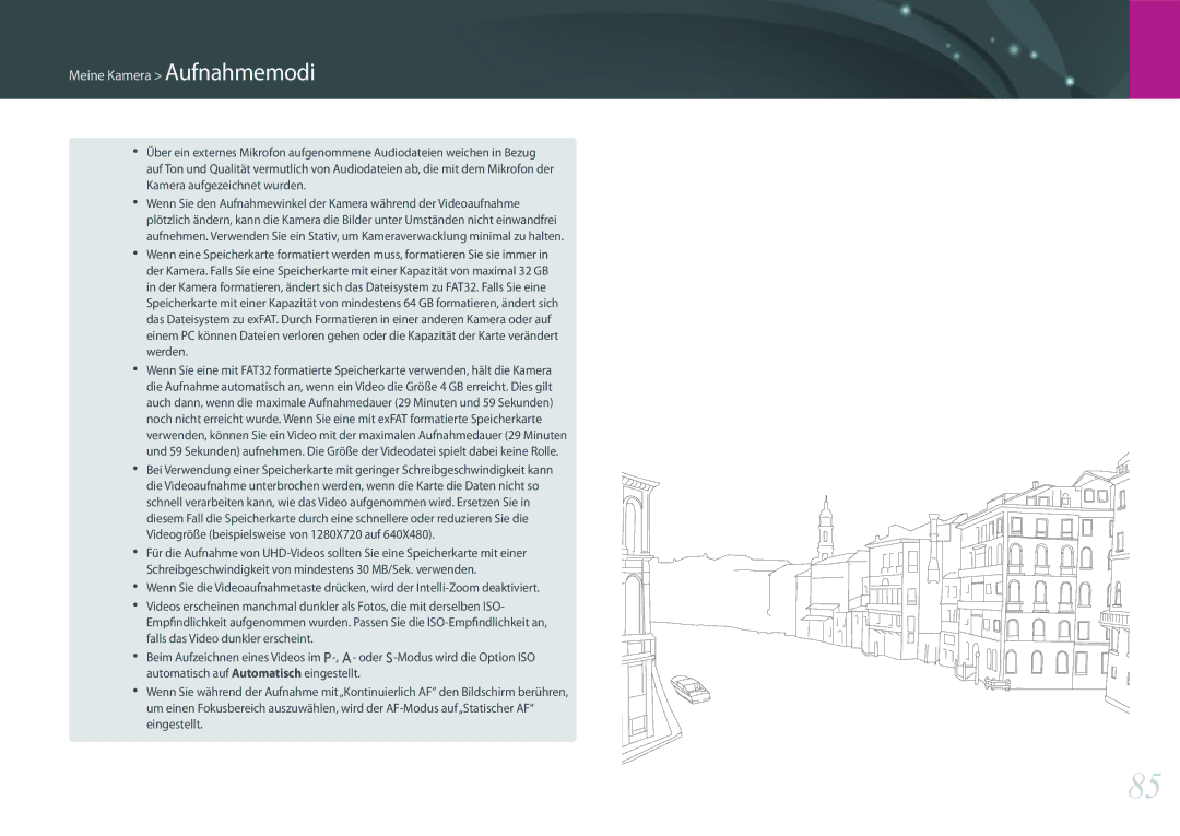 Samsung EV-NXF1ZZB1KDE, EV-NX1ZZZBMBDE, EV-NXF1ZZB2JDE, EV-NXF1ZZB1HDE, EV-NXF1ZZB3JDE manual Meine Kamera Aufnahmemodi 