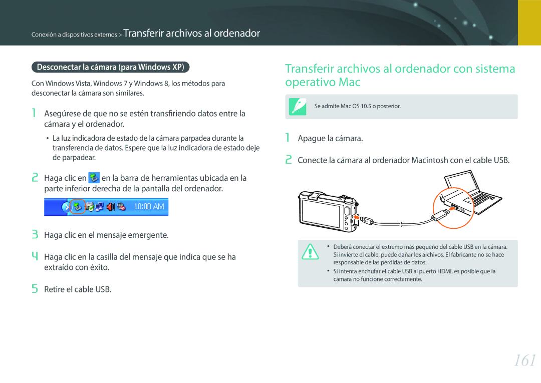 Samsung EV-NX2000BABES, EV-NX2000BFWIL, EV-NX2000BFWES manual 161, Transferir archivos al ordenador con sistema operativo Mac 