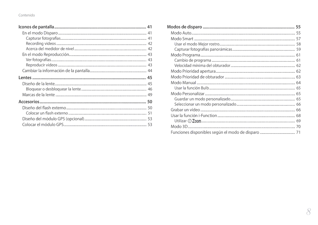 Samsung EV-NX2000BABES, EV-NX2000BFWIL, EV-NX2000BFWES manual Lentes 