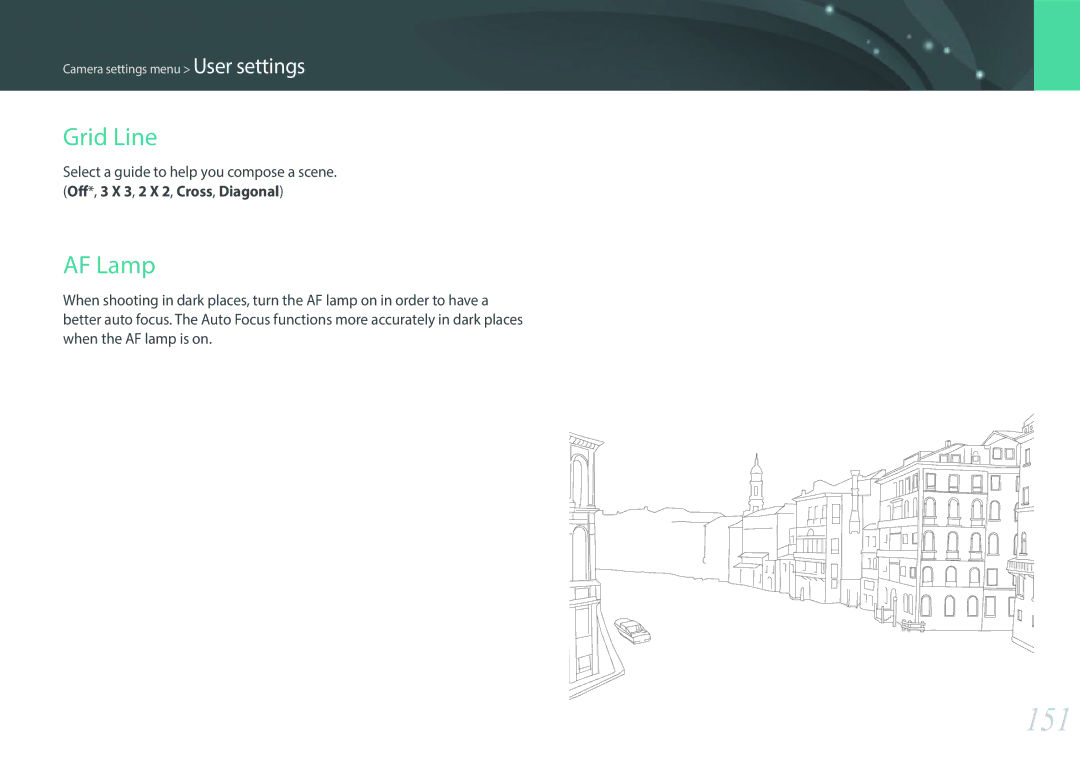 Samsung EV-NX2000BABUS user manual 151, Grid Line, AF Lamp 