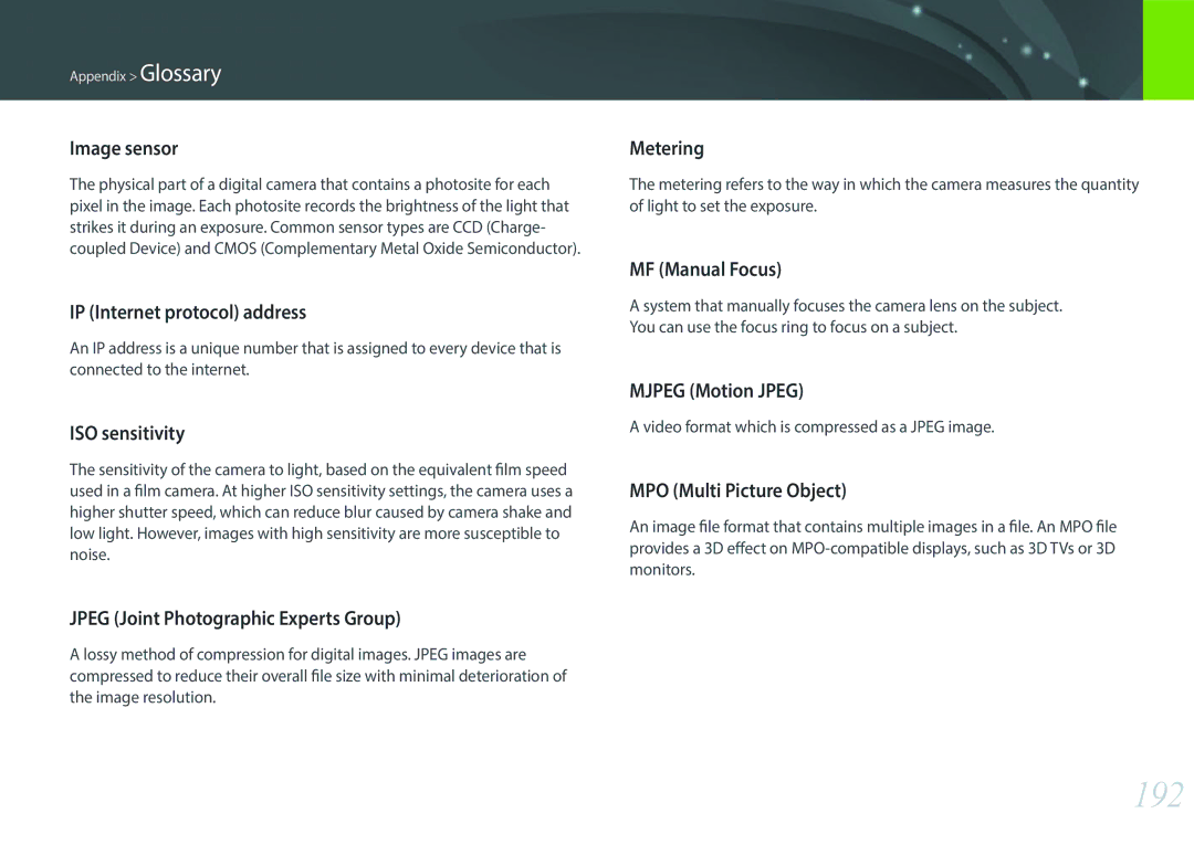 Samsung EV-NX2000BABUS user manual 192 