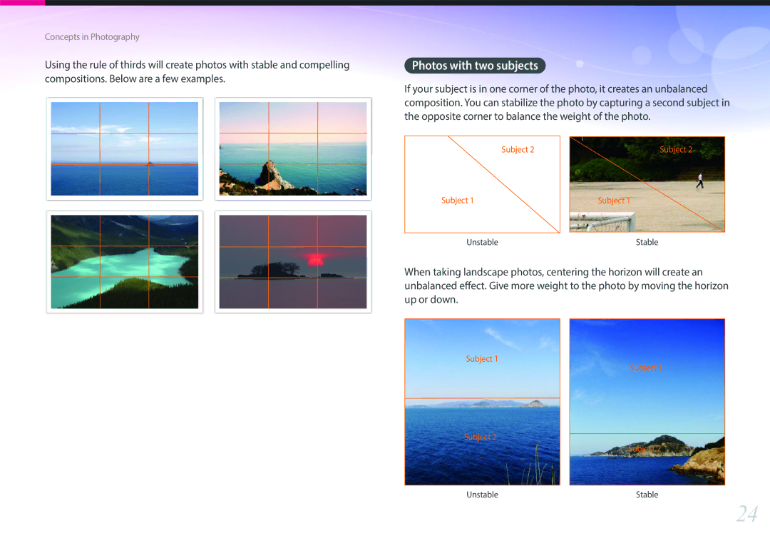 Samsung EV-NX2000BABUS user manual Compositions. Below are a few examples 