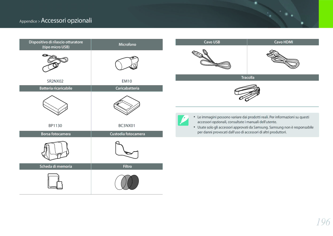 Samsung EV-NX2000BFWIT manual 196, BP1130, EM10 