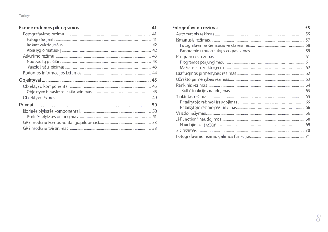 Samsung EV-NX2000BABLV, EV-NX2000BFWLV manual Objektyvai 