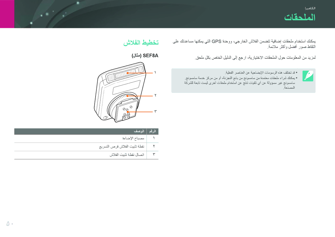 Samsung EV-NX2000BABSA, EV-NX2000BJPSA, EV-NX2000DGWM3, EV-NX2000BFWSA manual تاقحلملا, شلافلا طيطخت 