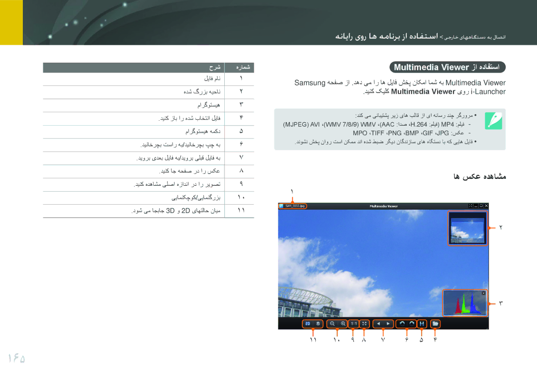 Samsung EV-NX2000BFWSA, EV-NX2000BJPSA, EV-NX2000DGWM3, EV-NX2000BABSA manual 165, اه سکع هدهاشم, Multimedia Viewer زا هدافتسا 