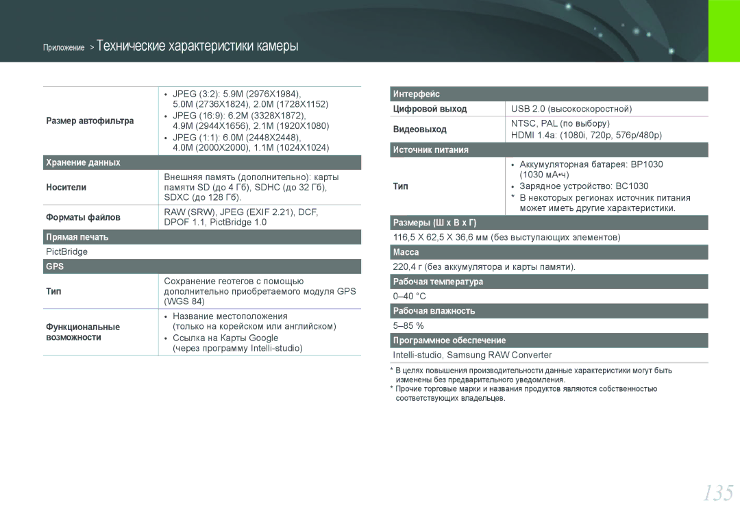 Samsung EV-NX200ZBABEE, EV-NX200ZBEBRU, EV-NX200ZBSBRU, EV-NX200ZBABRU manual 135 