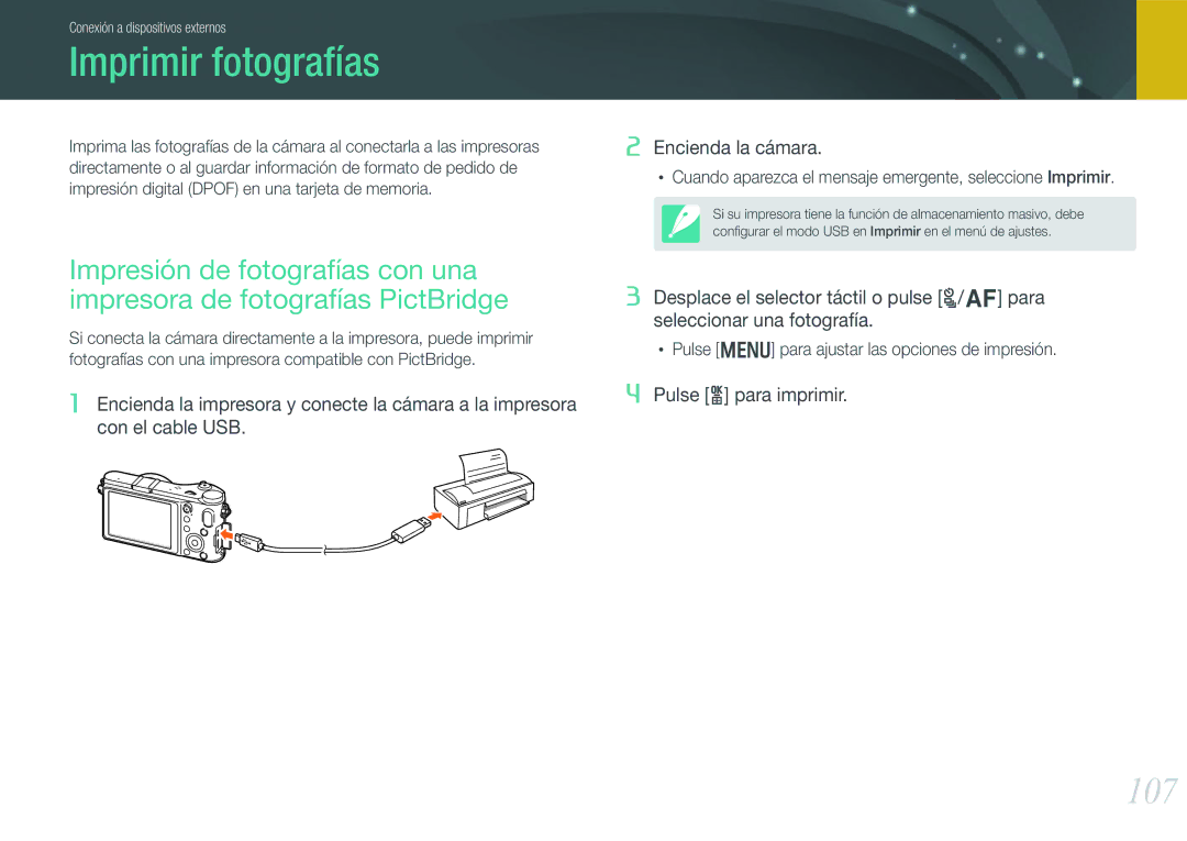 Samsung EV-NX200ZBABES manual Imprimir fotografías, 107 