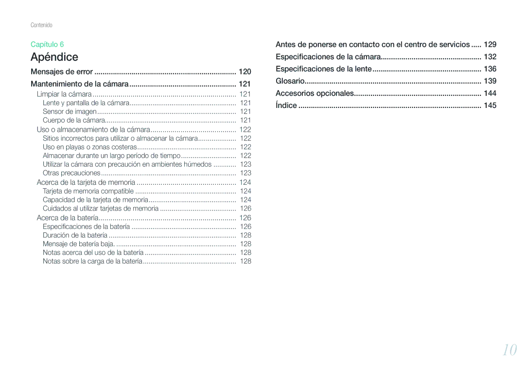 Samsung EV-NX200ZBABES manual 121, 122, 124, 126 