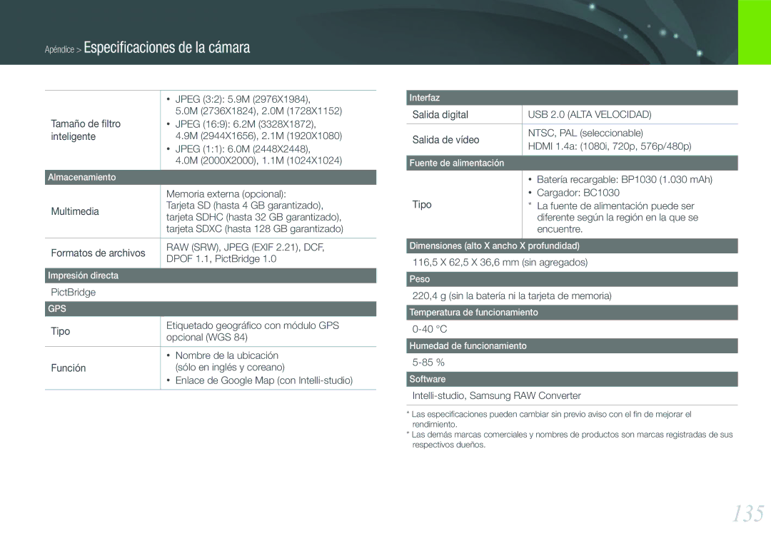 Samsung EV-NX200ZBABES manual 135 