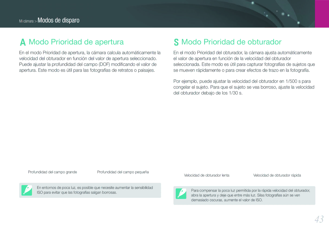 Samsung EV-NX200ZBABES manual Modo Prioridad de apertura, Modo Prioridad de obturador 