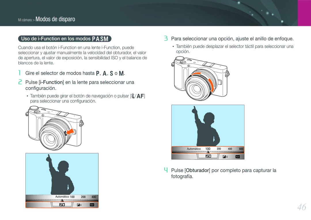 Samsung EV-NX200ZBABES manual Uso de i-Function en los modos Pasm 