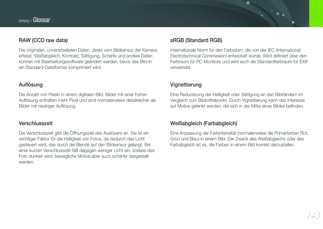 Samsung EV-NX200ZBABPL, EV-NX200ZBSBDE, EV-NX200ZBSTDE manual 143, RAW CCD raw data 