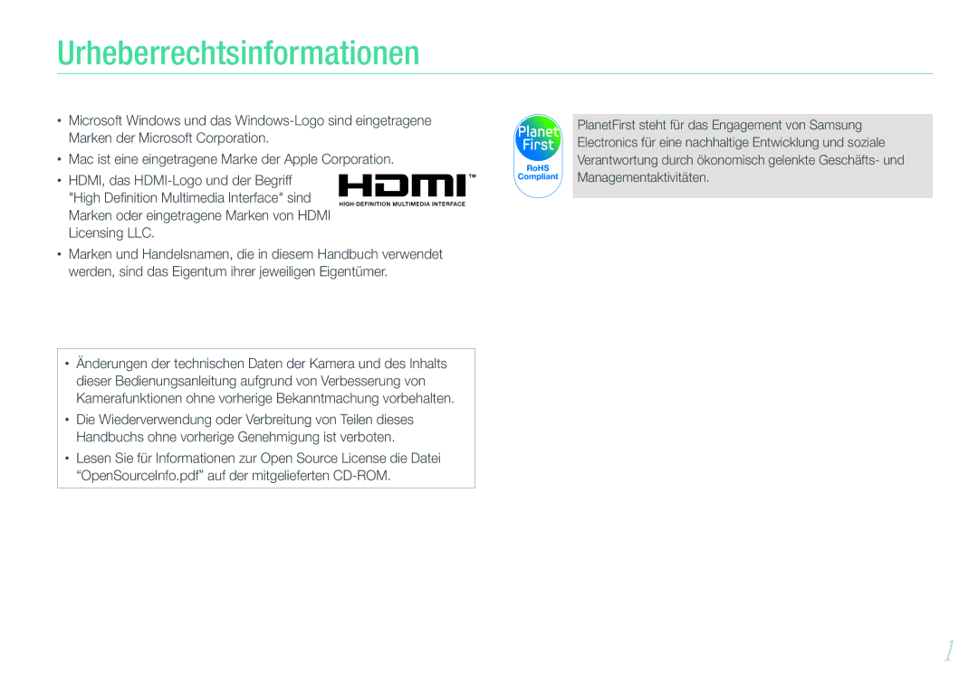 Samsung EV-NX200ZBSTDE, EV-NX200ZBABPL, EV-NX200ZBSBDE manual Urheberrechtsinformationen 