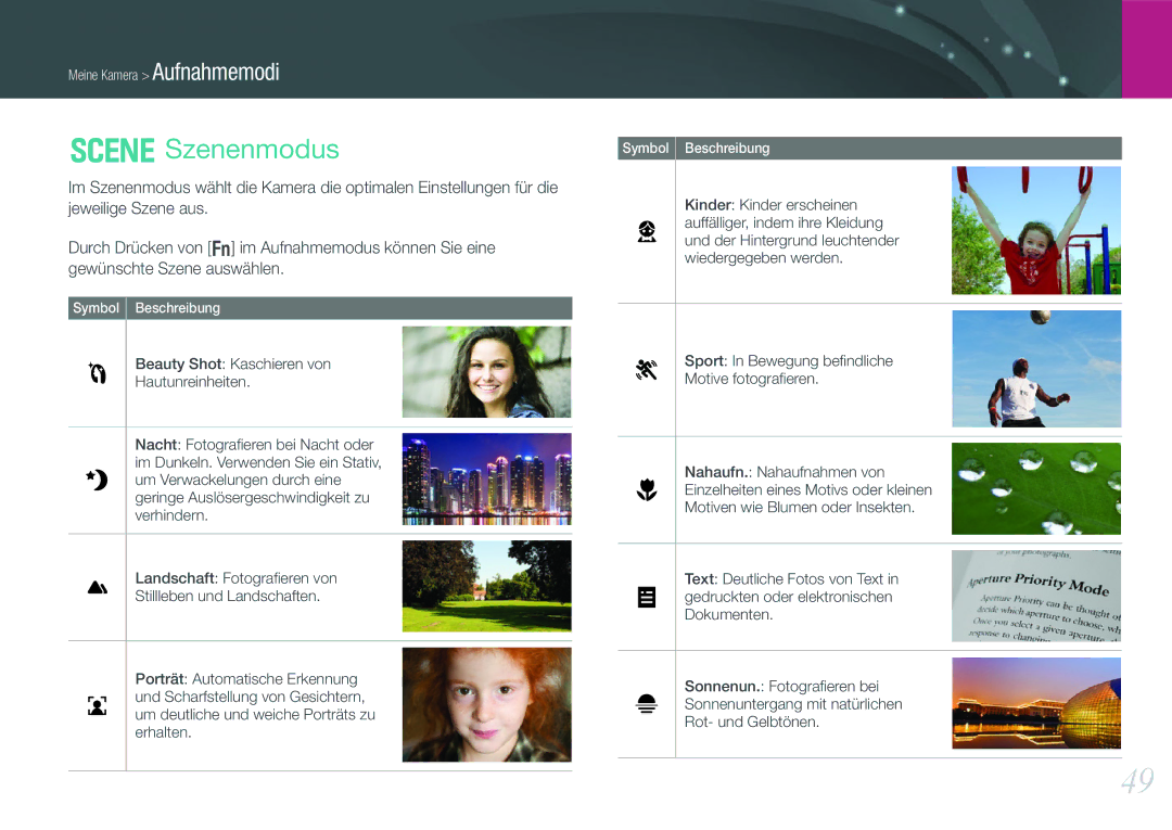 Samsung EV-NX200ZBSTDE, EV-NX200ZBABPL, EV-NX200ZBSBDE manual Szenenmodus, Beauty Shot Kaschieren von Hautunreinheiten 