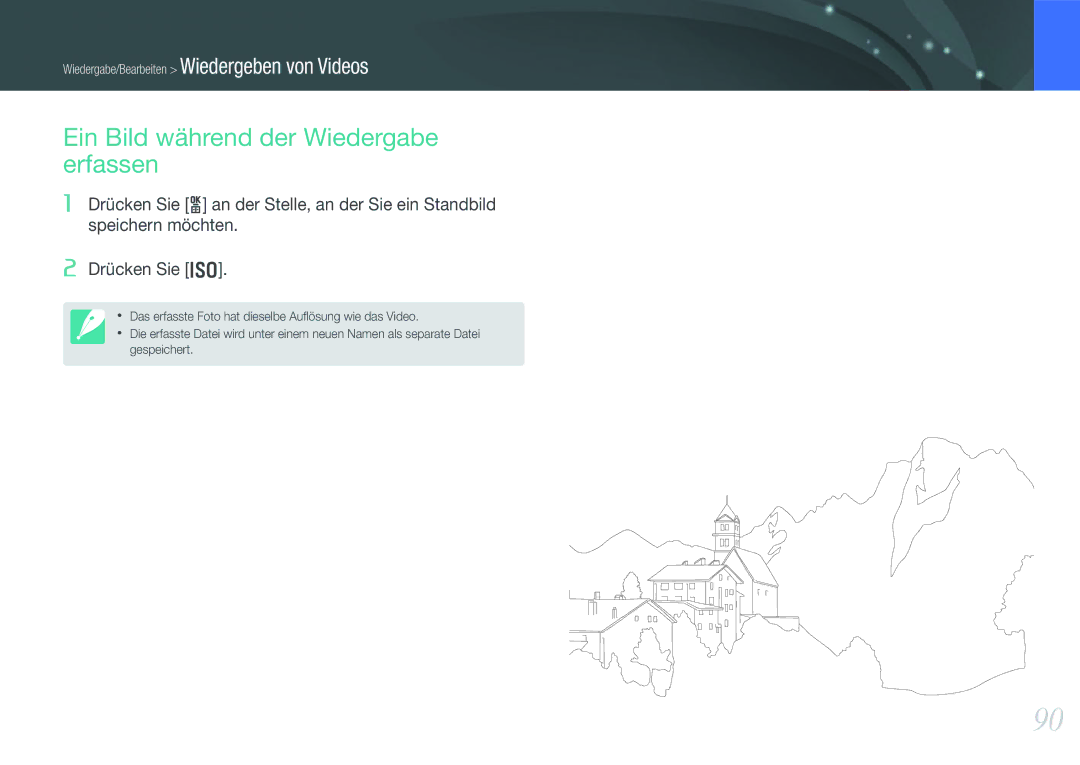 Samsung EV-NX200ZBSBDE, EV-NX200ZBABPL, EV-NX200ZBSTDE manual Ein Bild während der Wiedergabe erfassen 