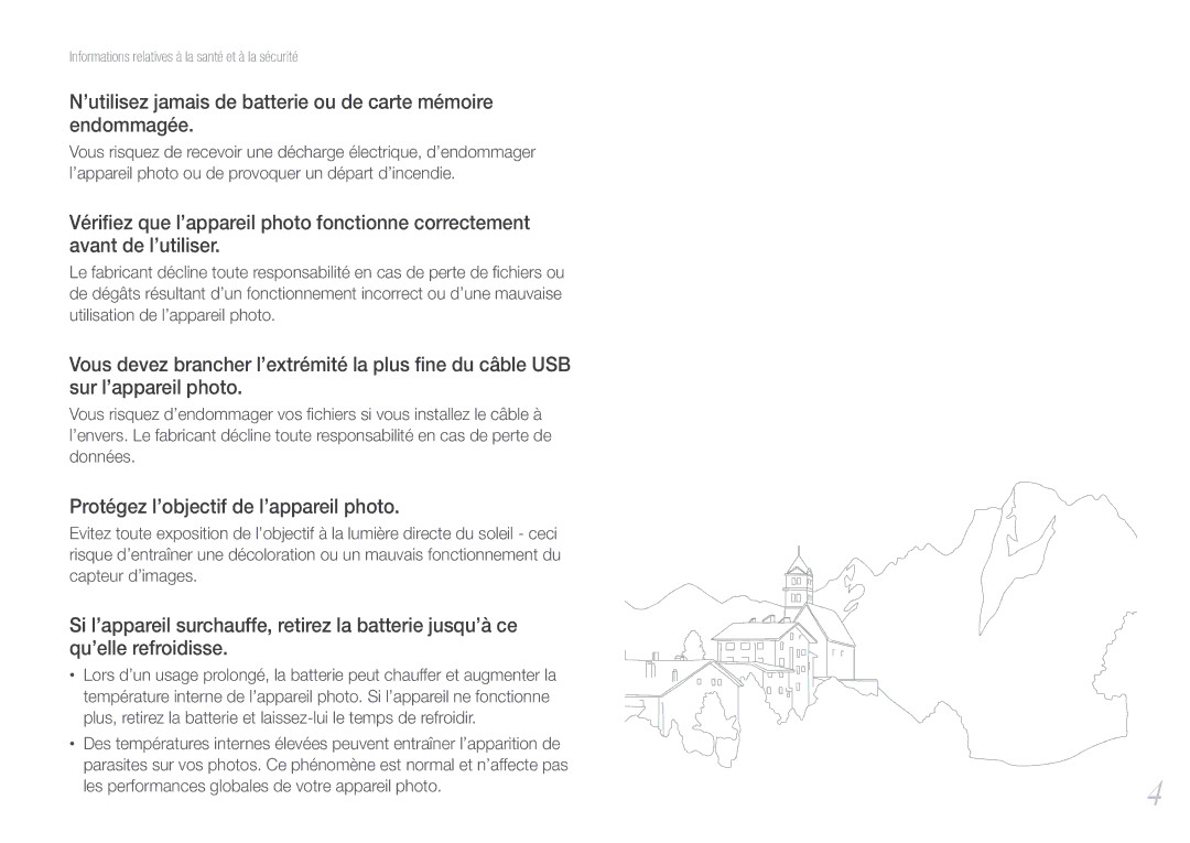 Samsung EV-NX200ZBABFR, EV-NX200ZBSBFR manual ’utilisez jamais de batterie ou de carte mémoire endommagée 