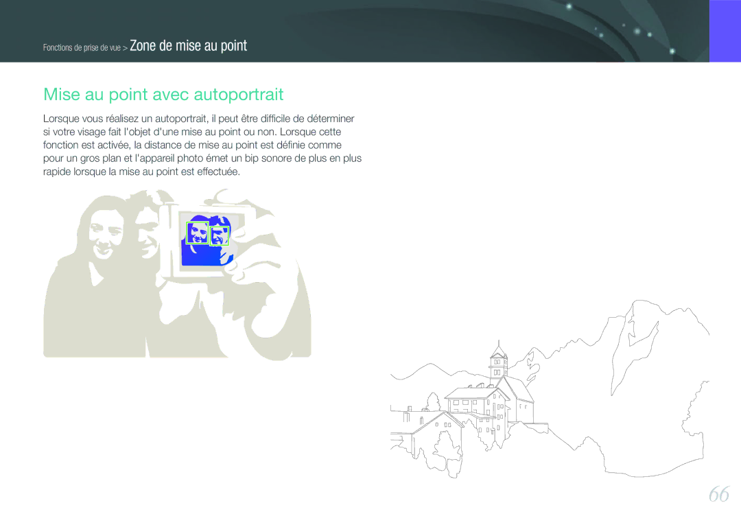 Samsung EV-NX200ZBABFR, EV-NX200ZBSBFR manual Mise au point avec autoportrait 